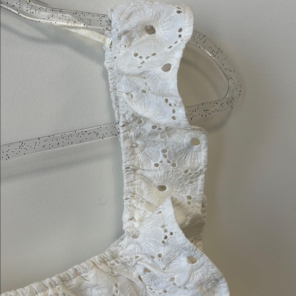 7FAMK Sz XL White Ruffled Square Neck Sleeveless Crop Top • NWT! - Picture 5 of 10